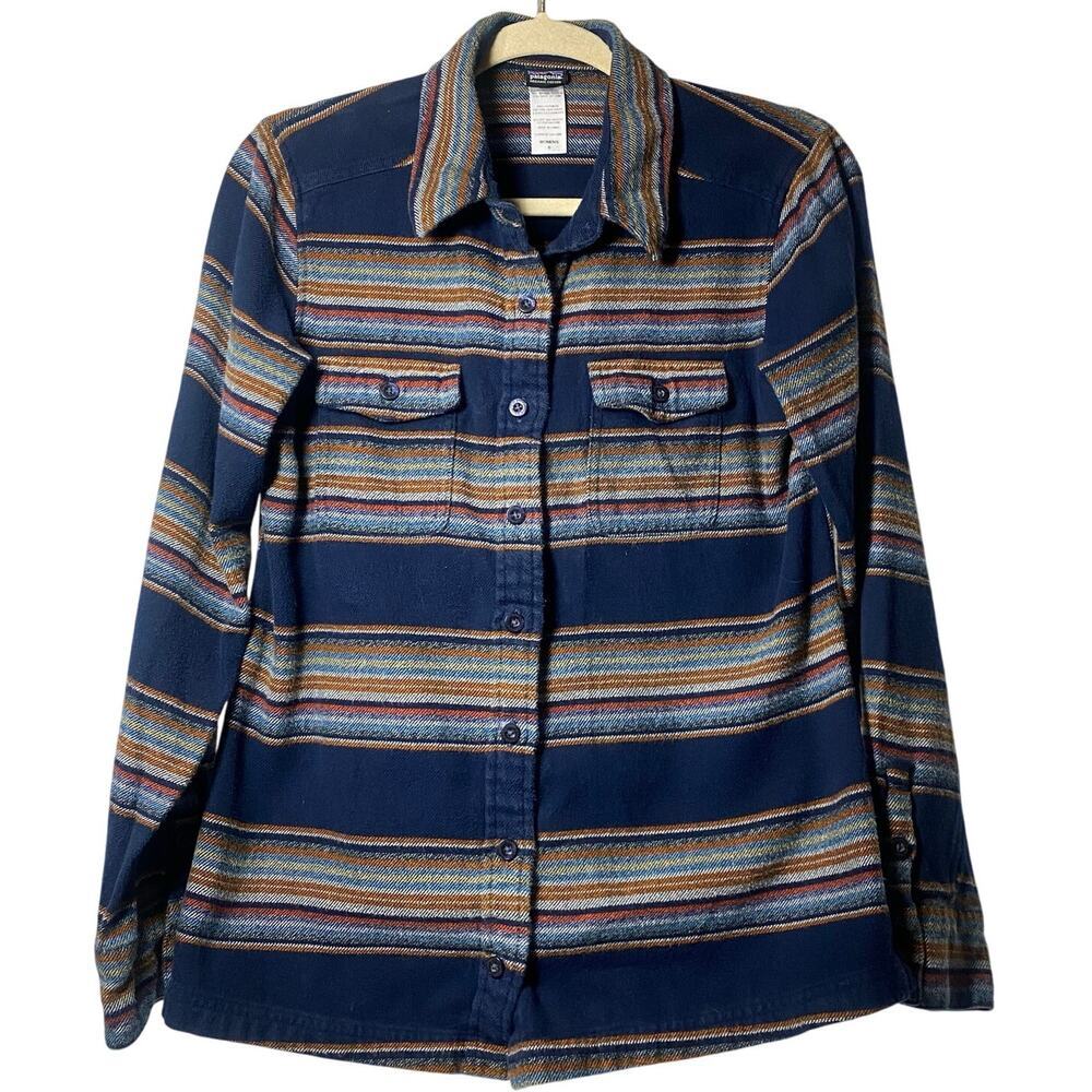 PATAGONIA Women’s "Fjord" Flannel Gaucho Striped Long Sleeve Outdoor Shirt, 6
